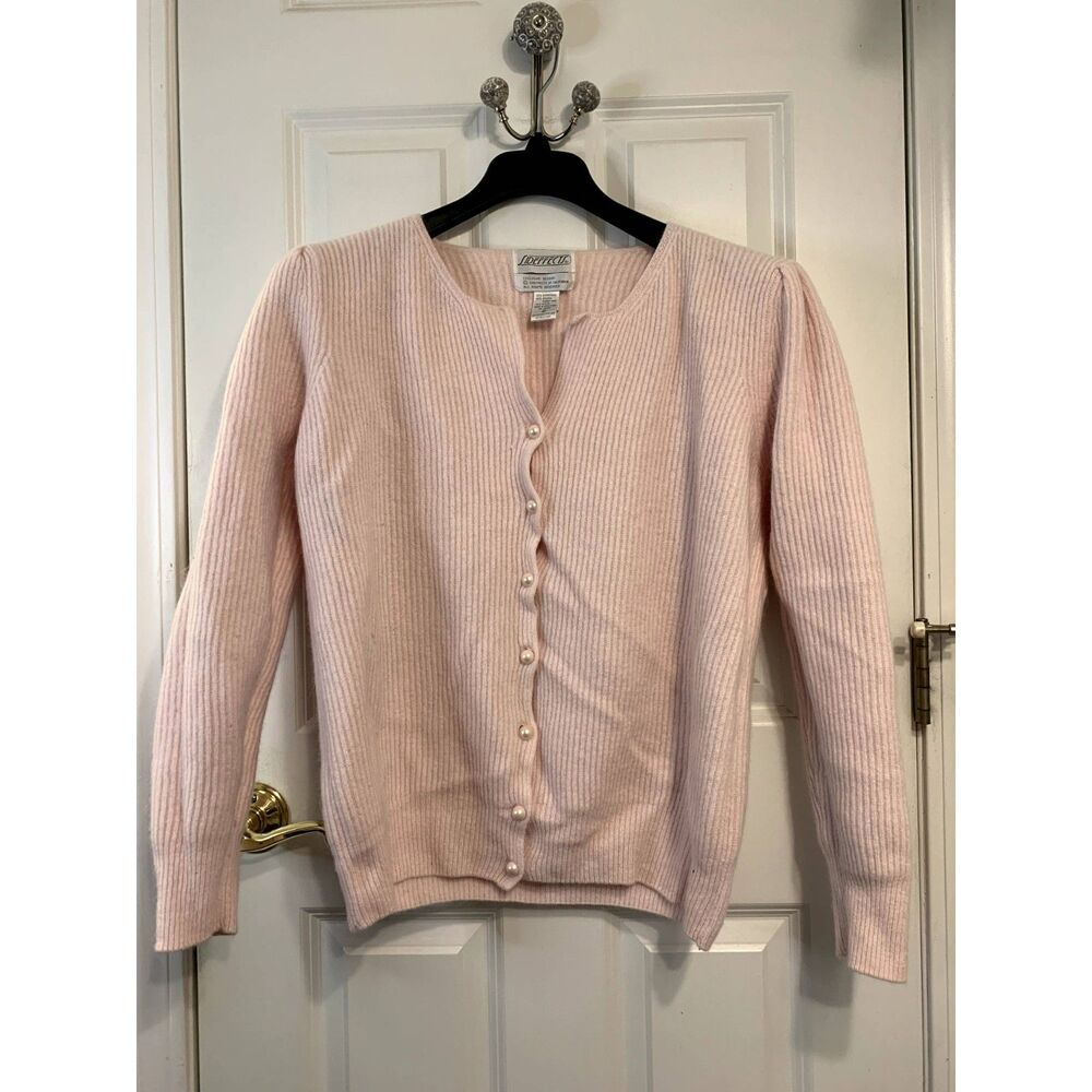 Vintage Side Effects Lambswool Angora Blend Pink Button Up Sweater Size XL